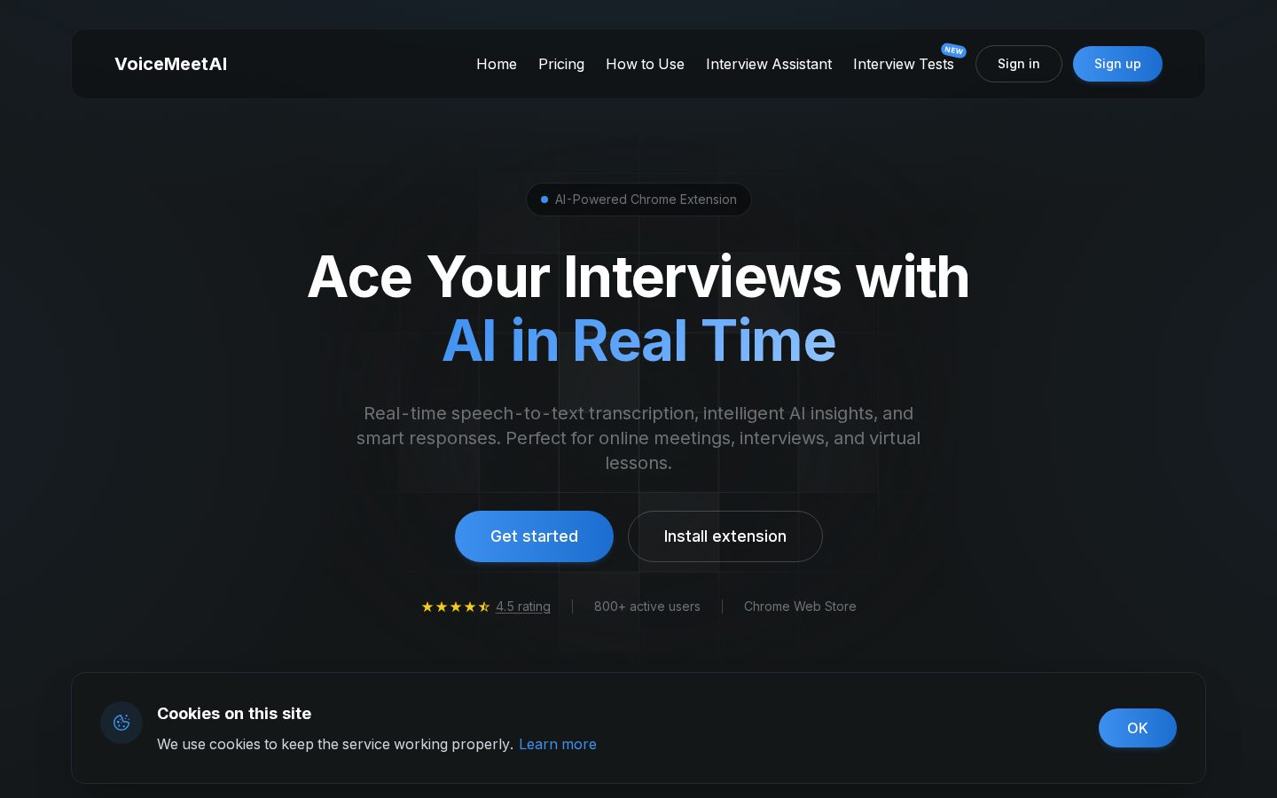 VoiceMeetAI Homepage