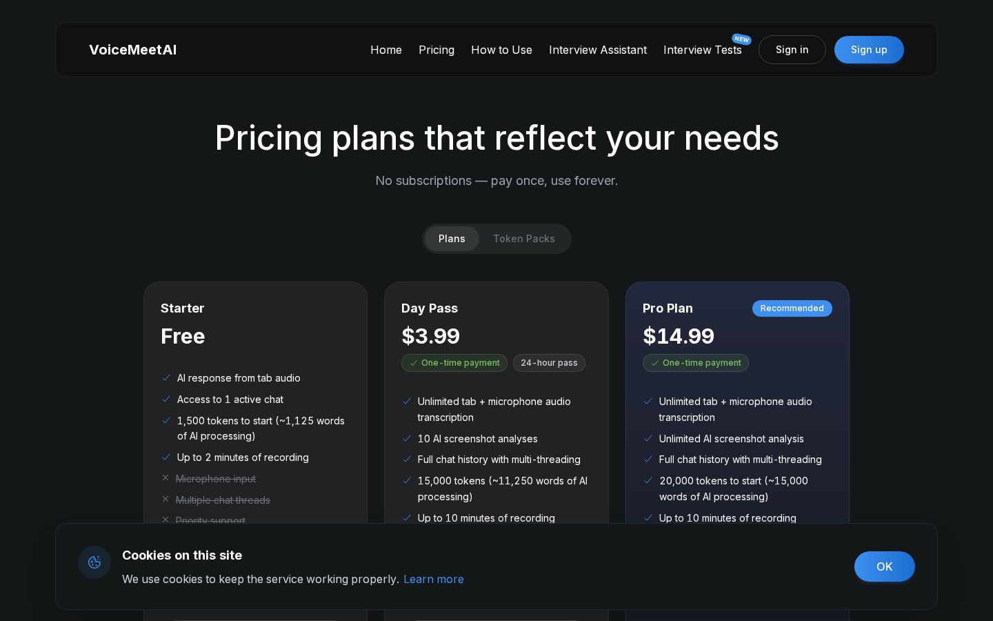 VoiceMeetAI Pricing