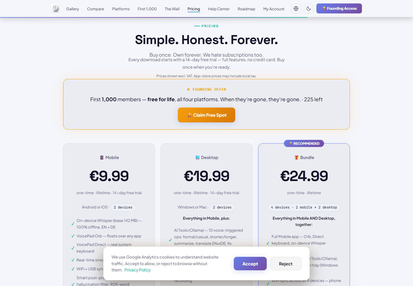 VoicePad AI pricing