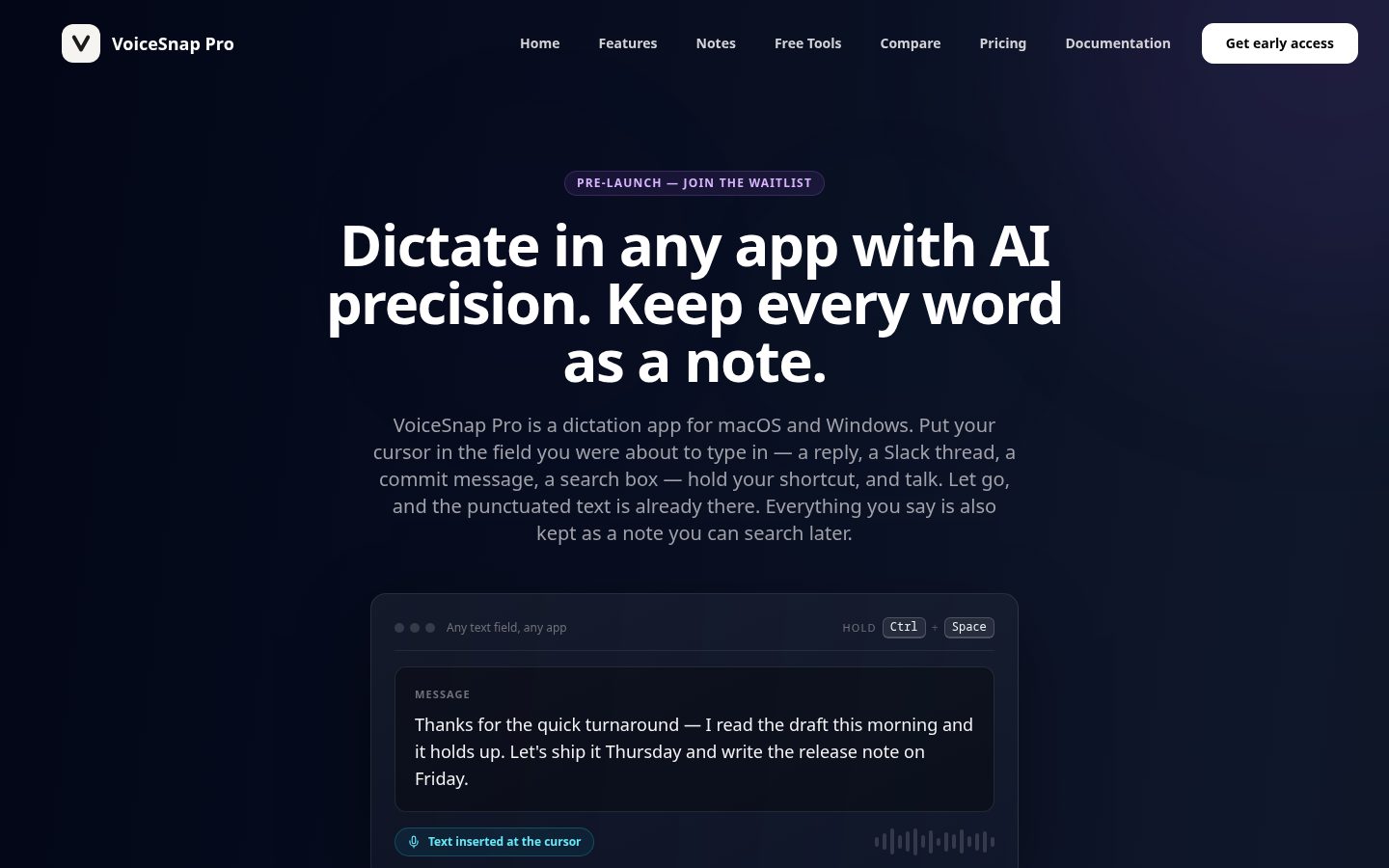 VoiceSnap Pro Homepage