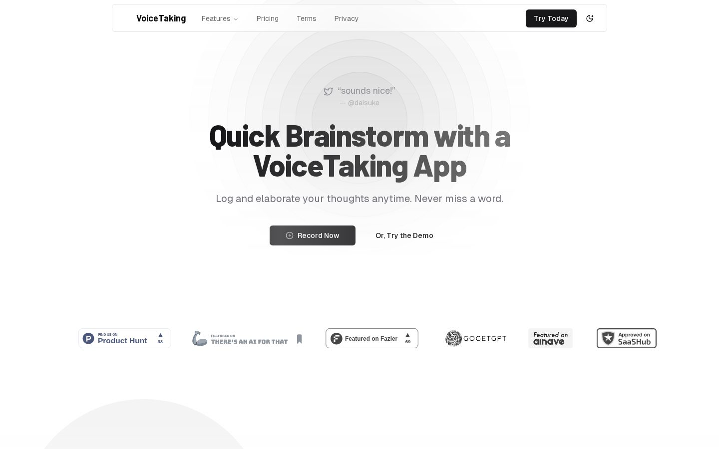 VoiceTaking Homepage