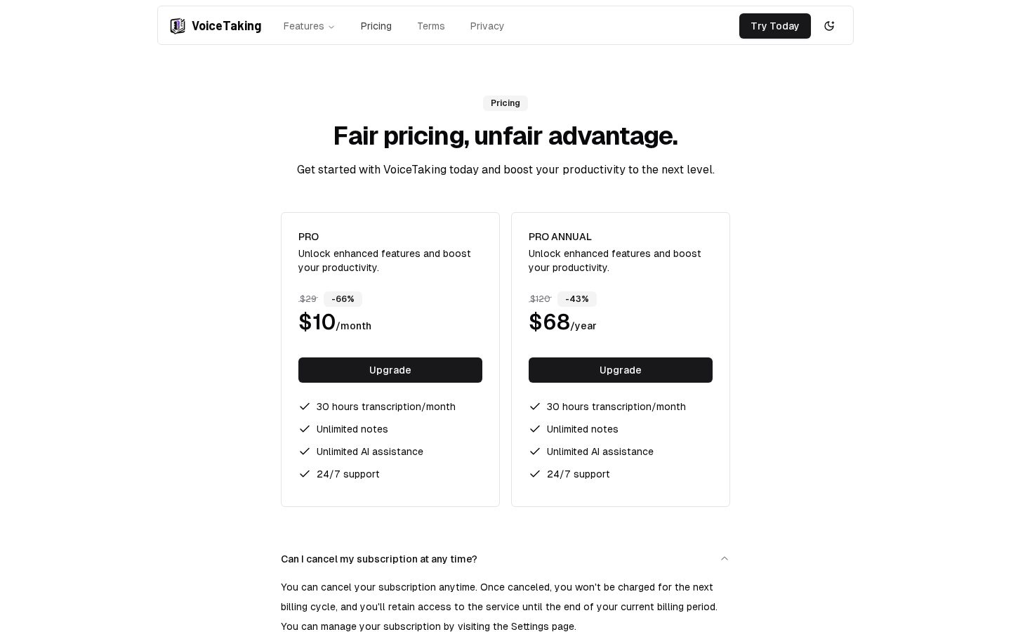VoiceTaking Pricing