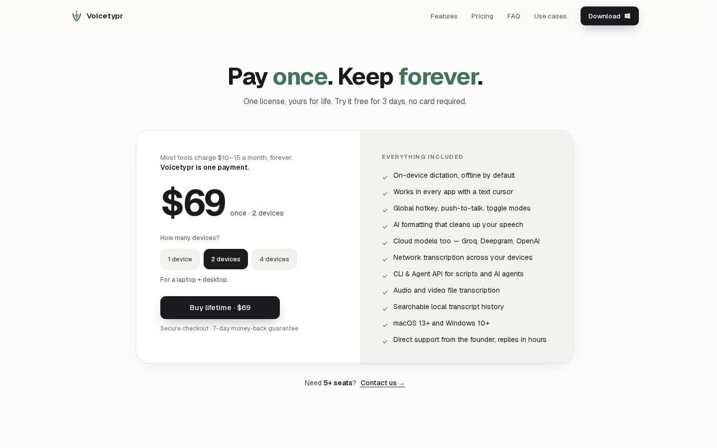 Voicetypr Pricing