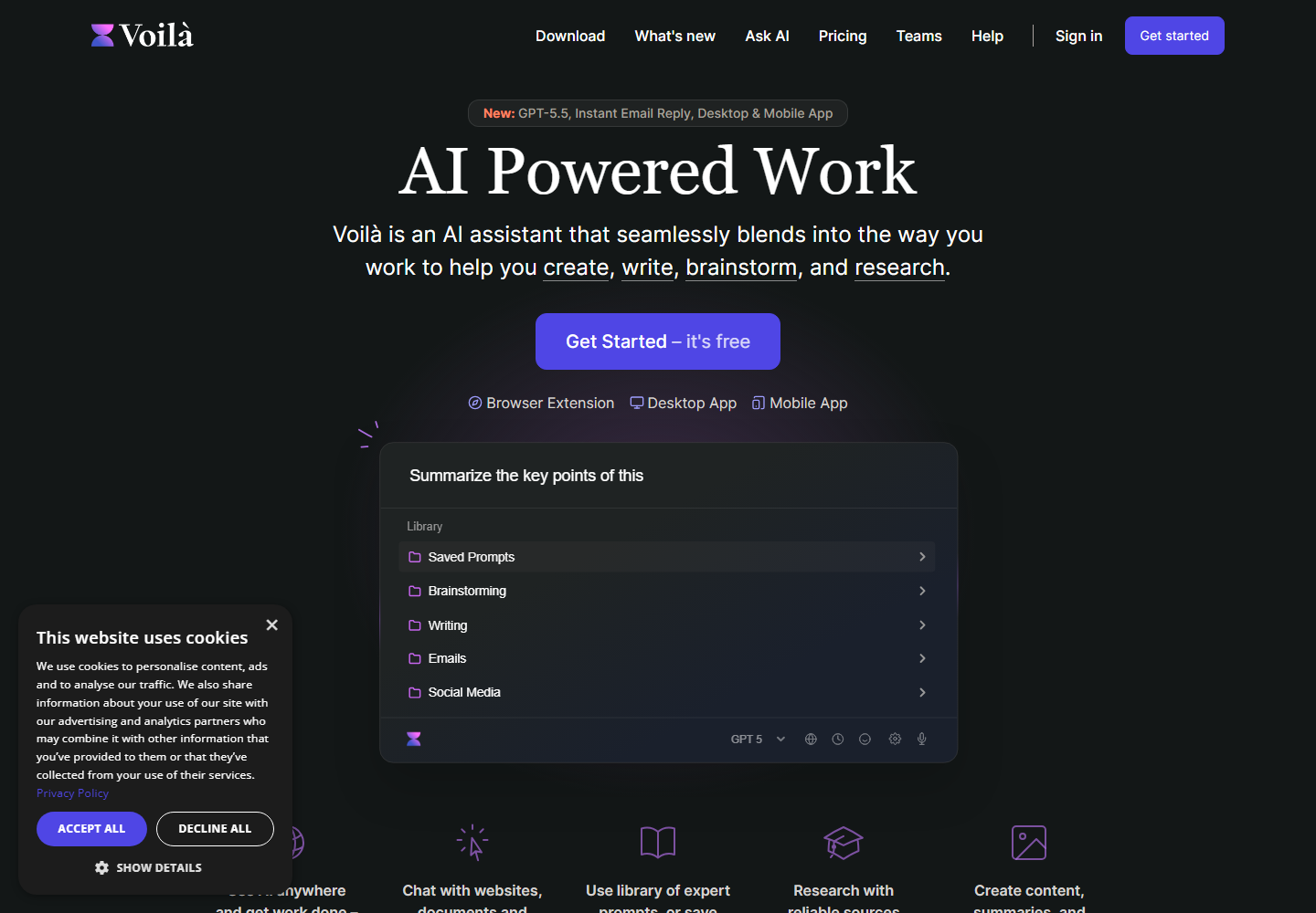 Voilà AI Assistant homepage