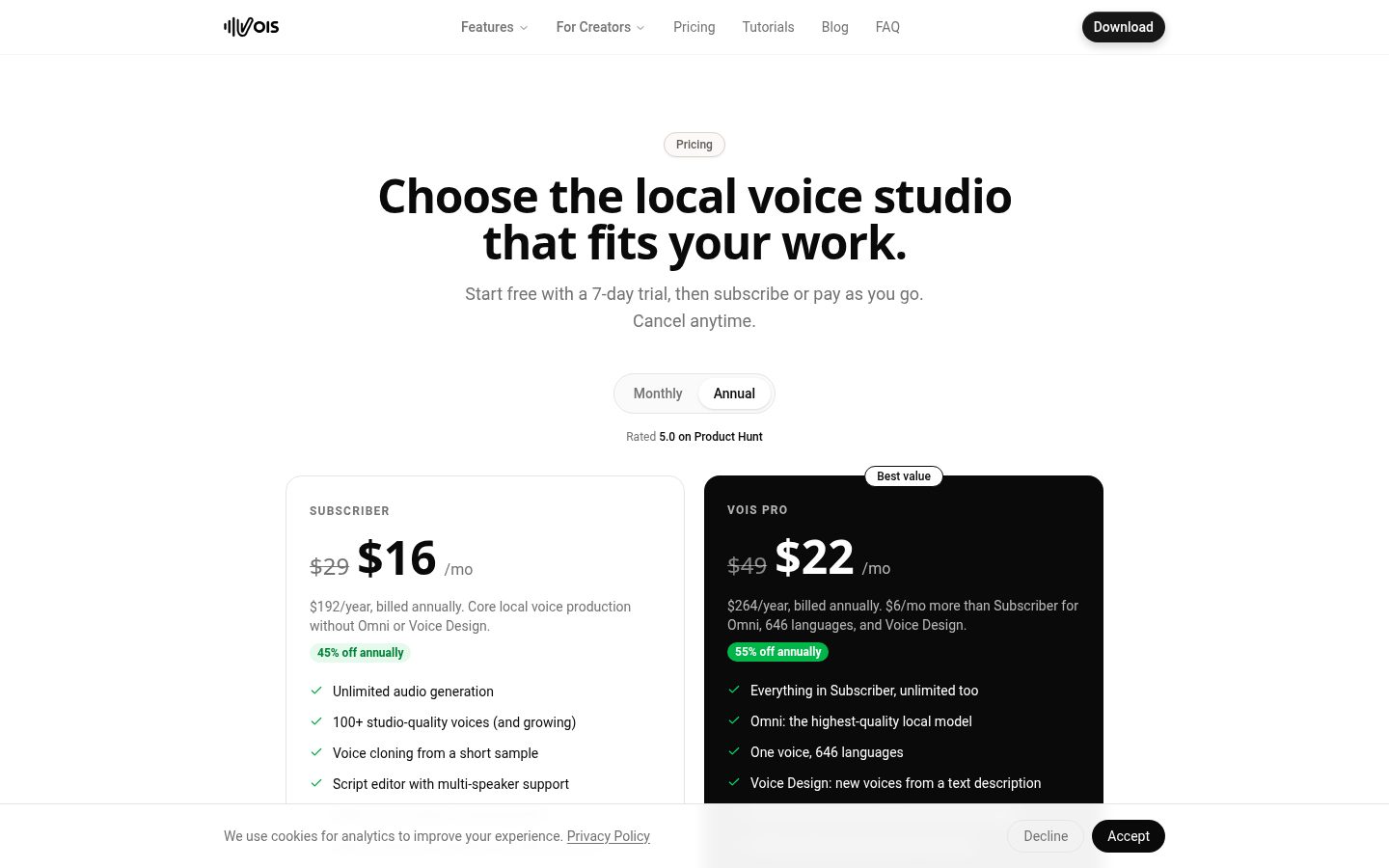 Vois Pricing