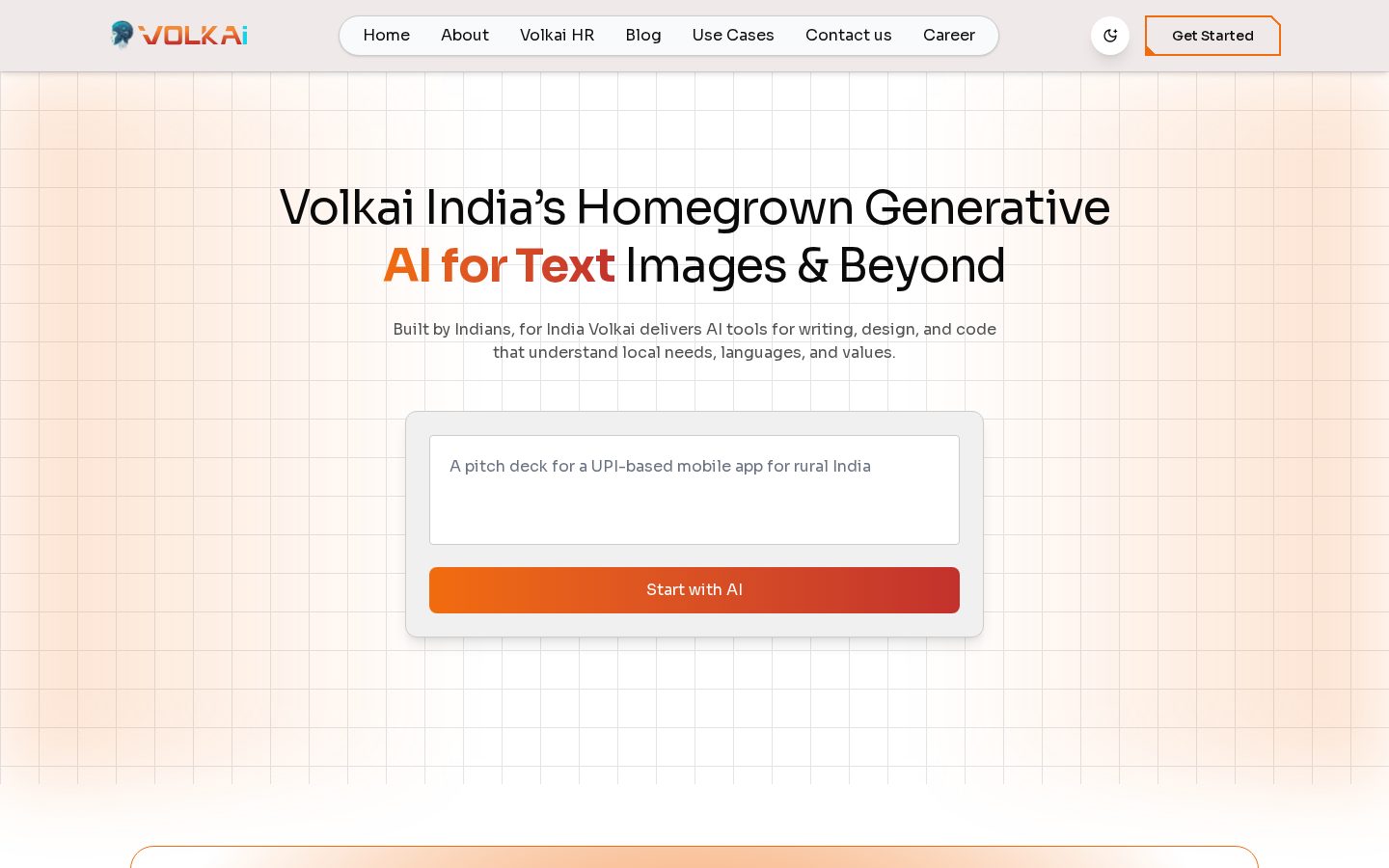 Volk AI Homepage