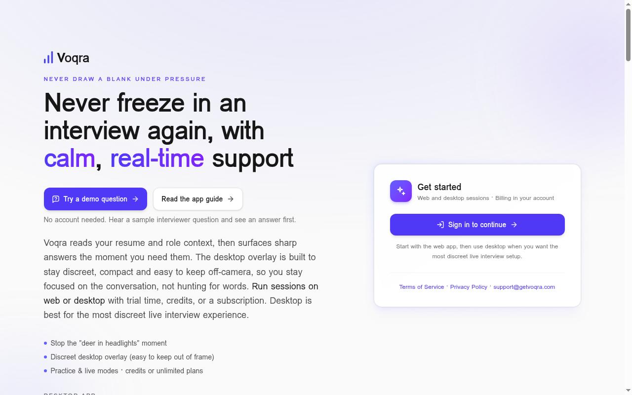 Voqra Homepage