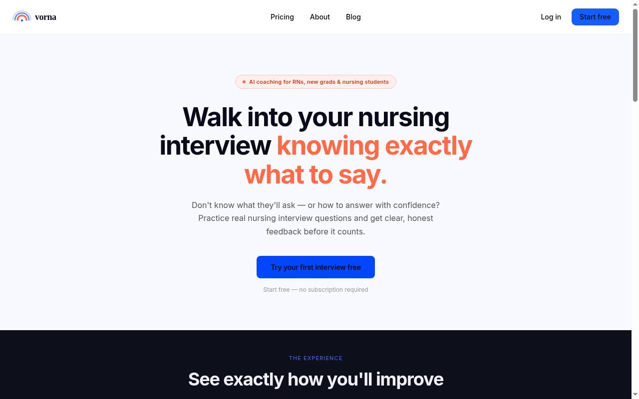 Vorna AI Homepage