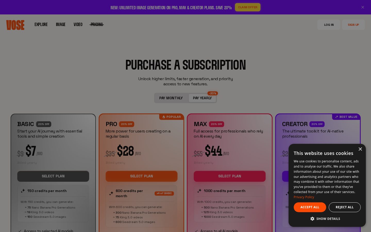 Vose Ai Pricing