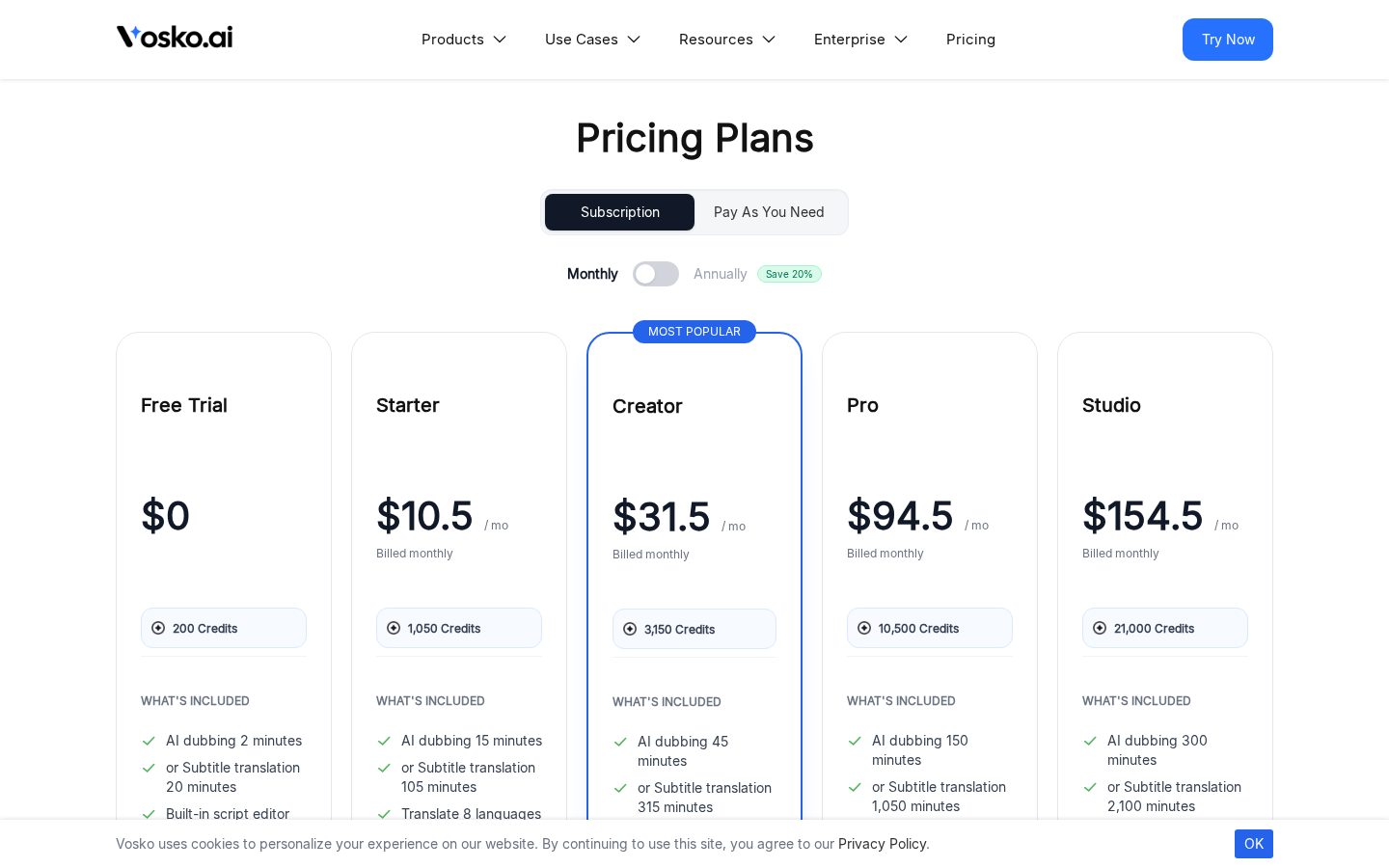 Vosko AI Pricing