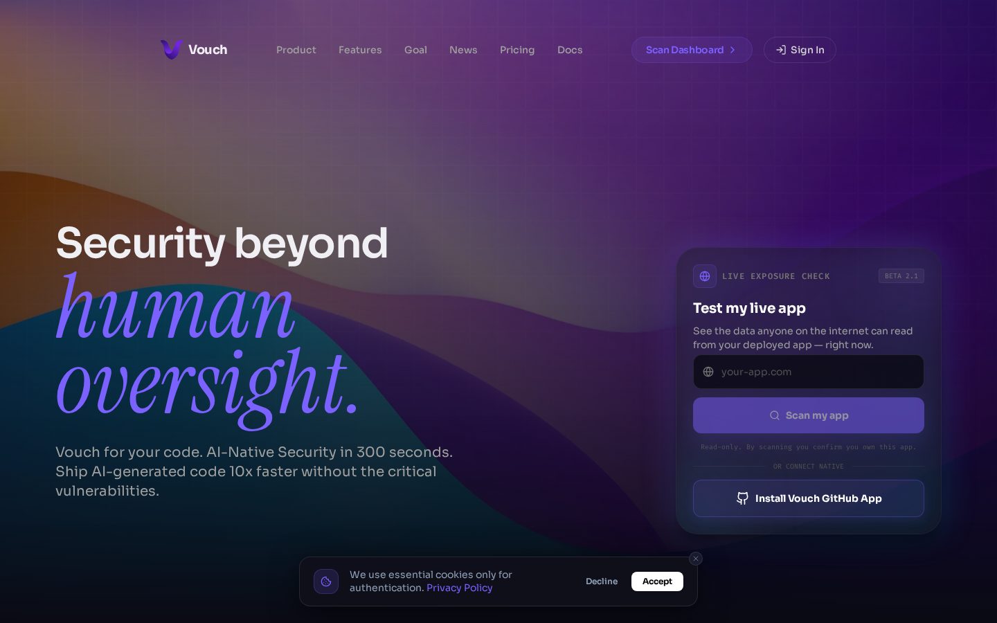 Vouch-secure Homepage
