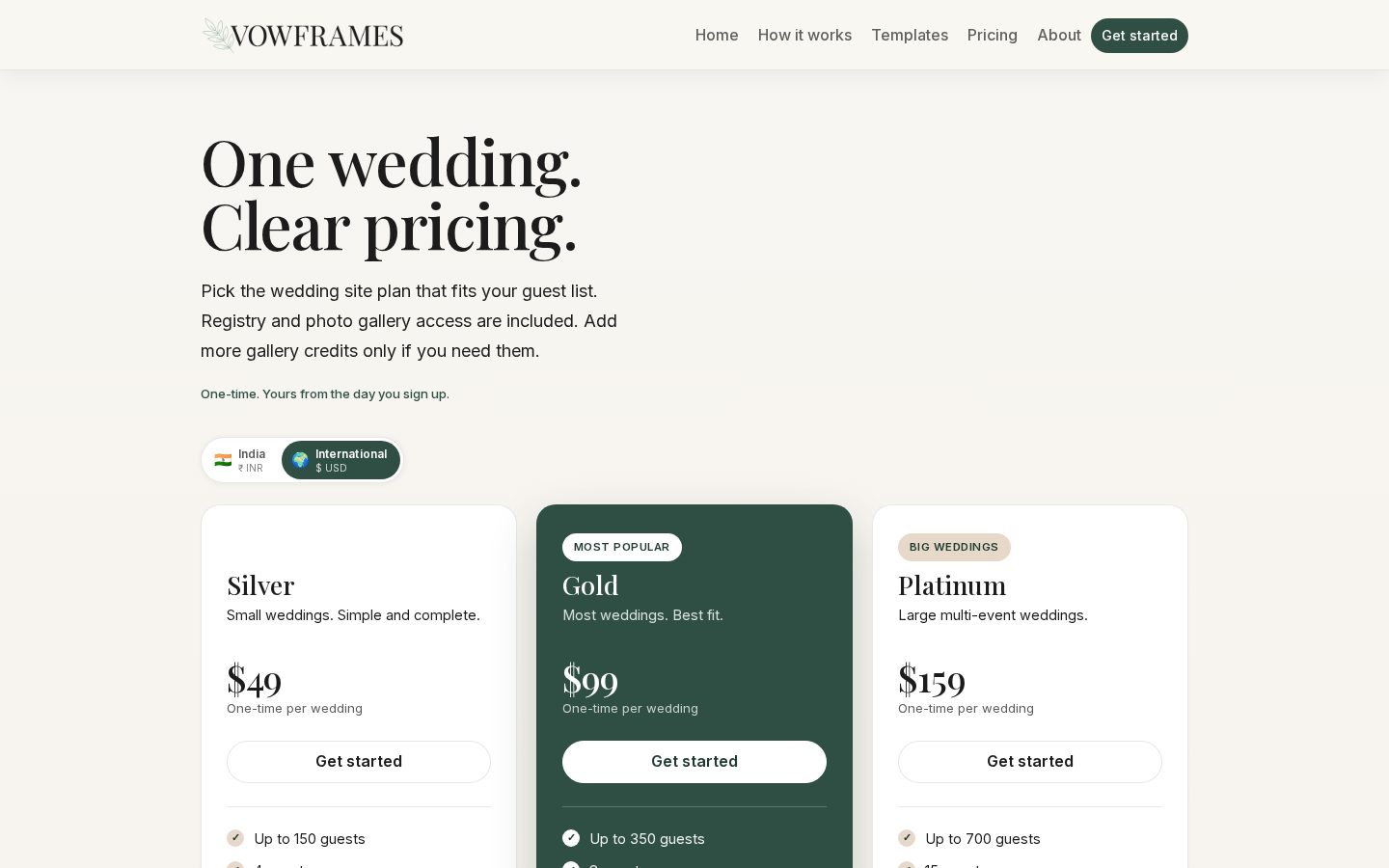 Vowframes Pricing