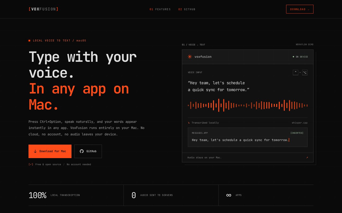 VoxFusion Homepage