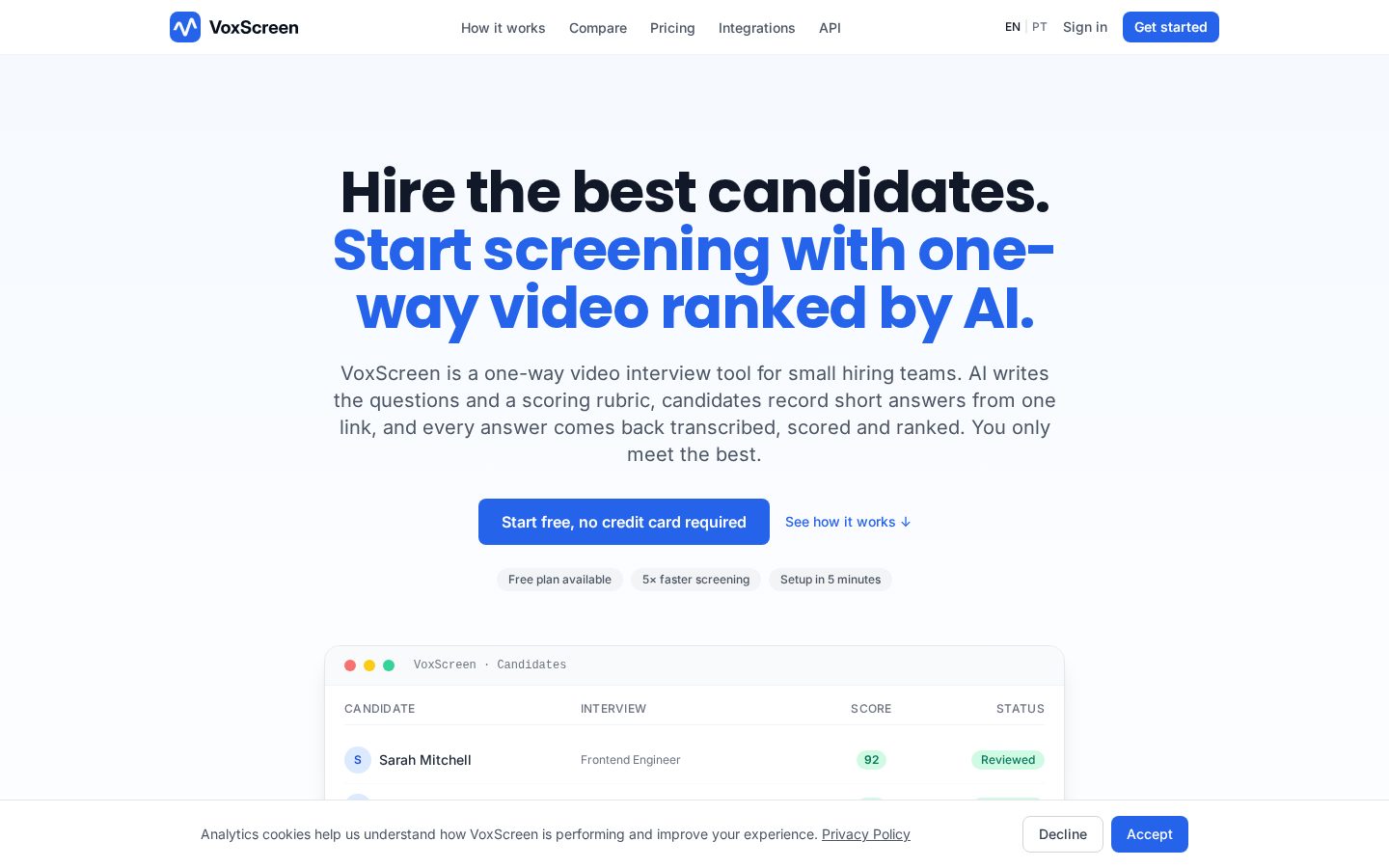 VoxScreen Homepage