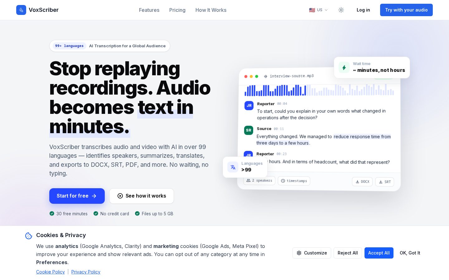 VoxScriber Homepage