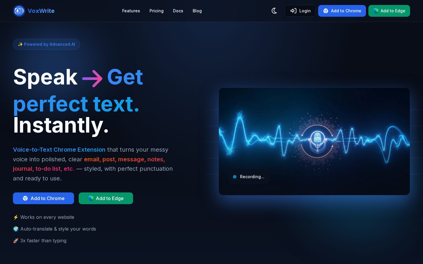 VoxWrite Homepage