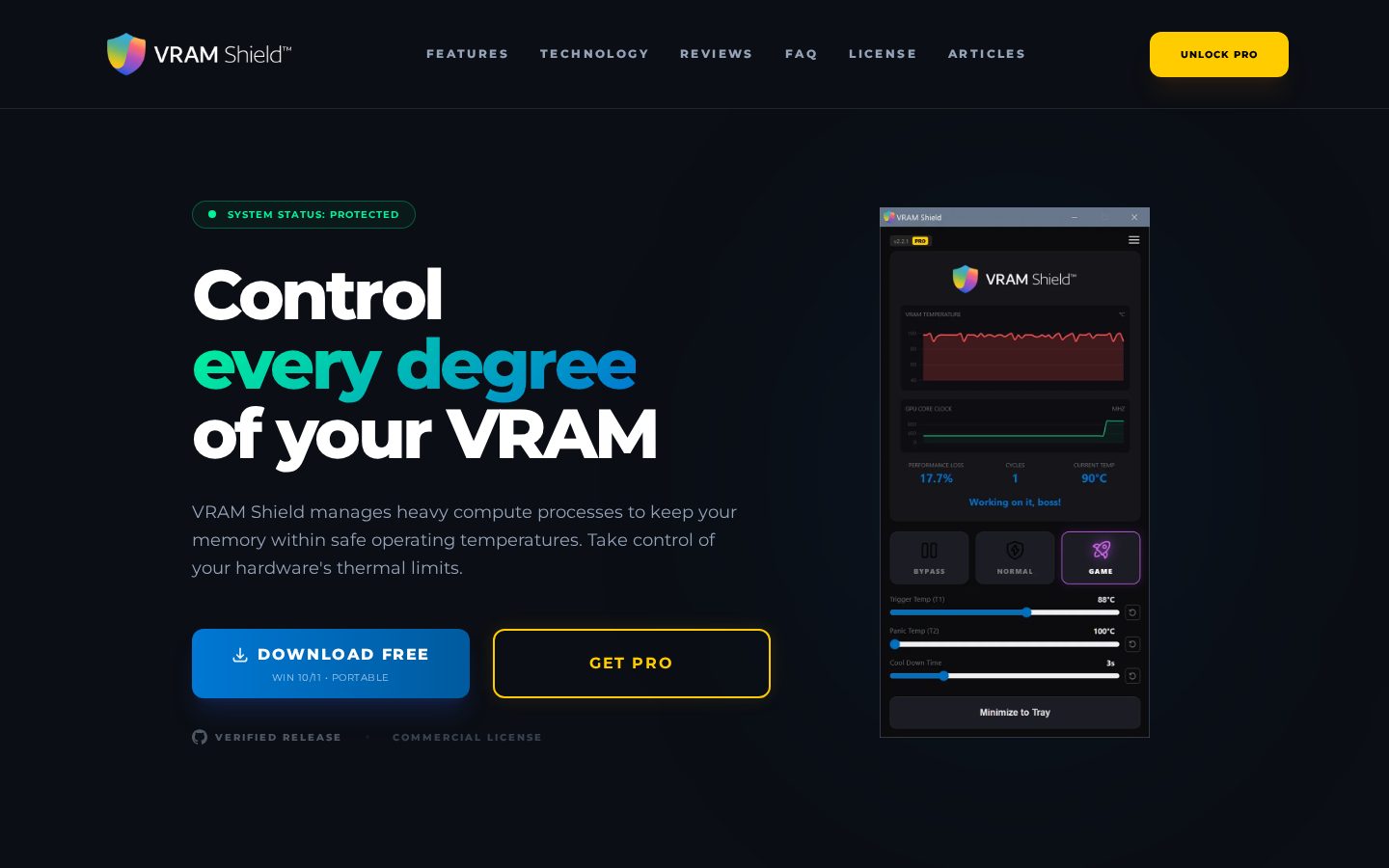 VRAM Shield Homepage