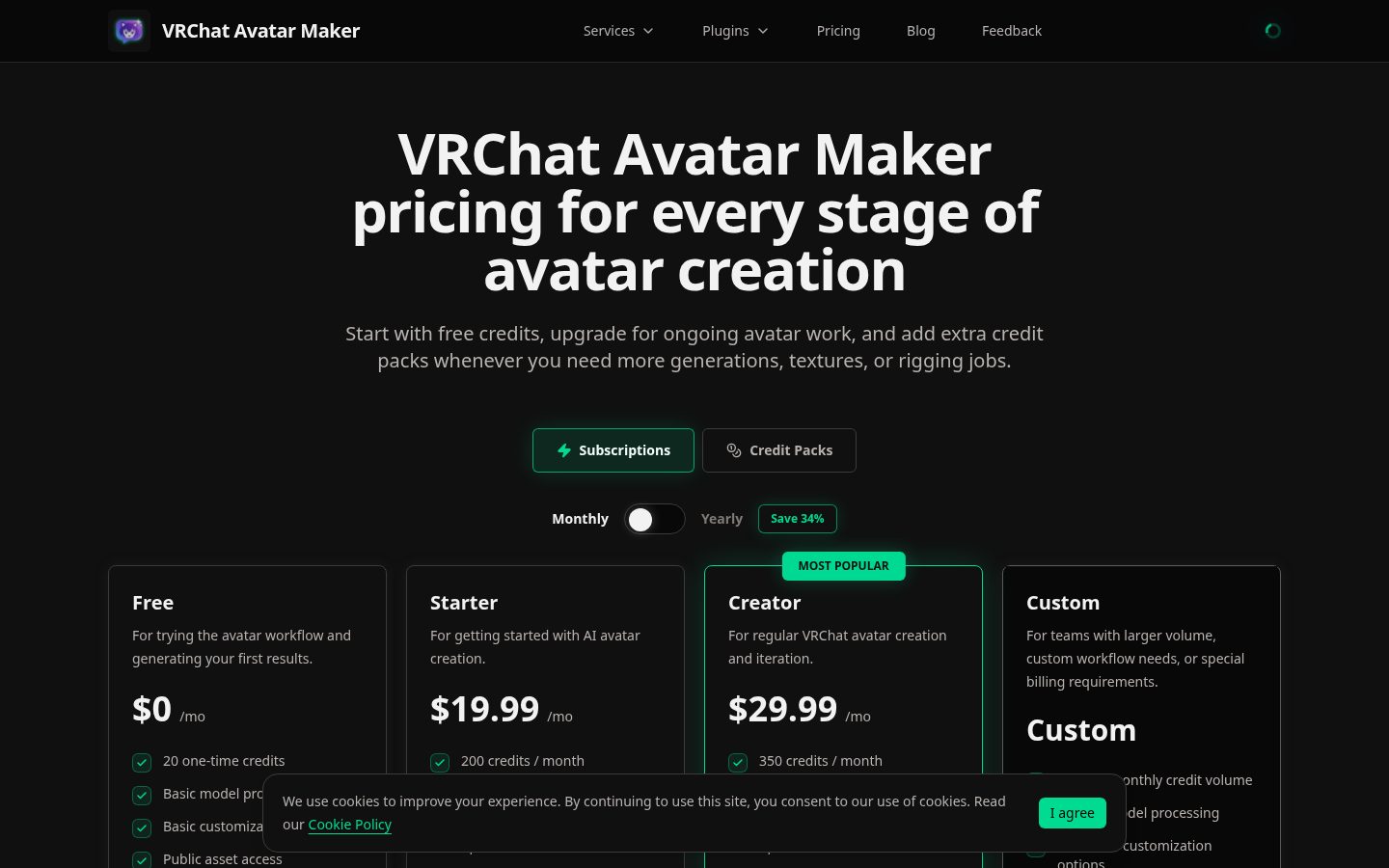 VRChat Avatar Maker Pricing