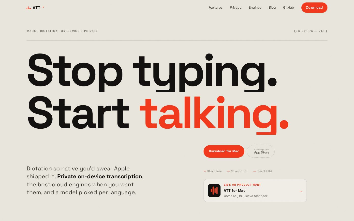 VTT for Mac Homepage