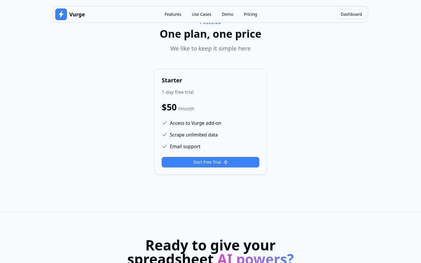 Vurge Pricing
