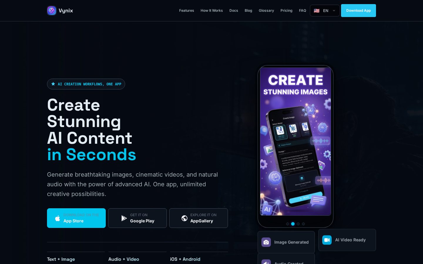 Vynix AI Studio Homepage