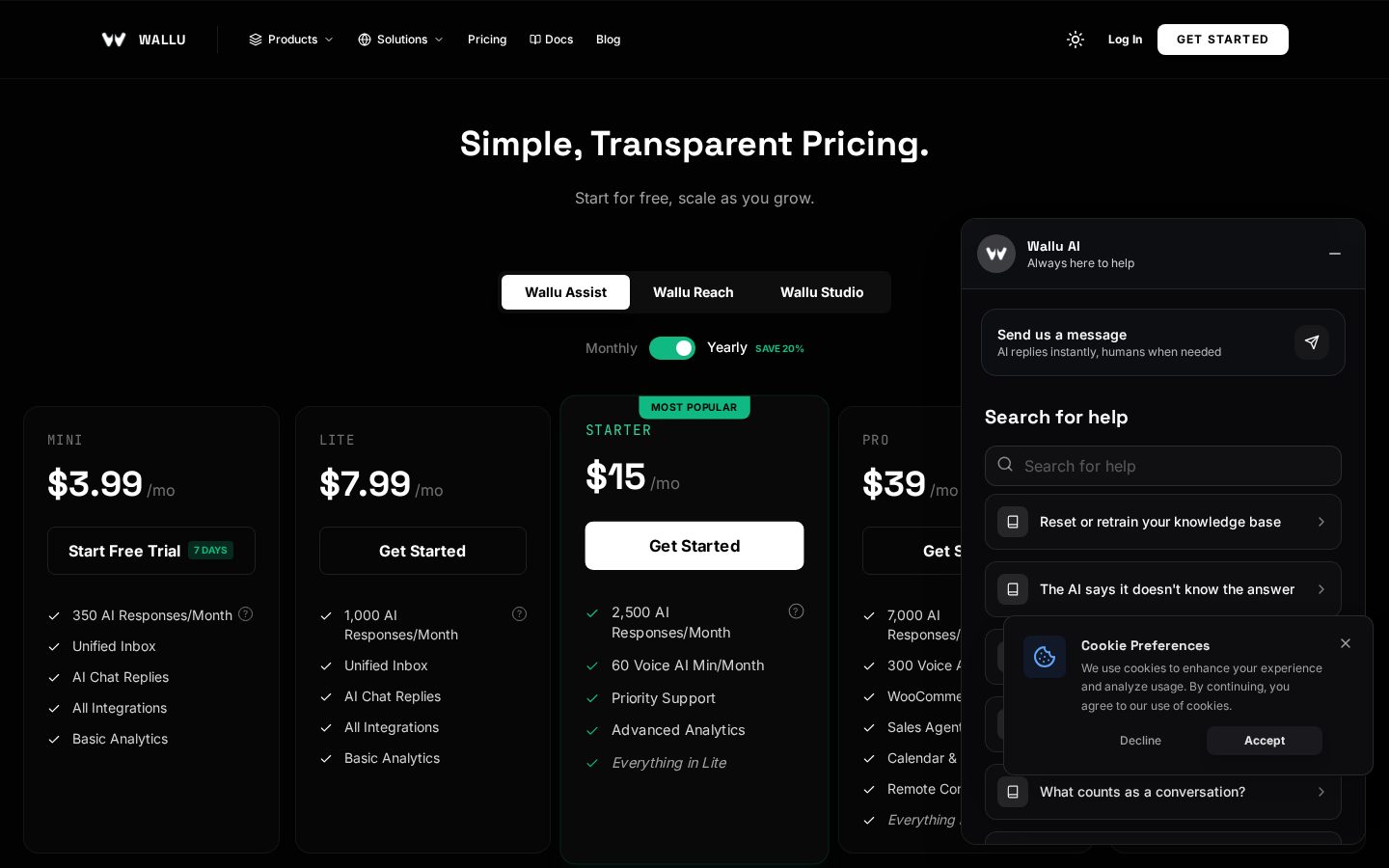 Wallu Pricing