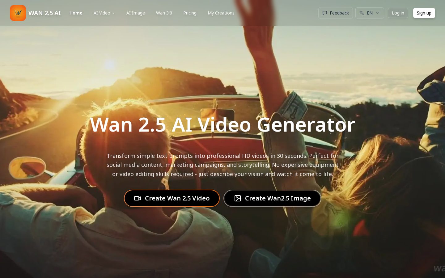 Wan 2.5 AI Video Generator Homepage