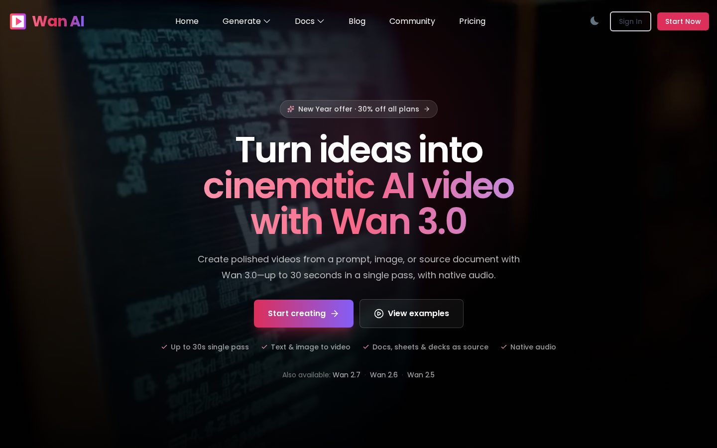 Wan 2.5 Preview Homepage