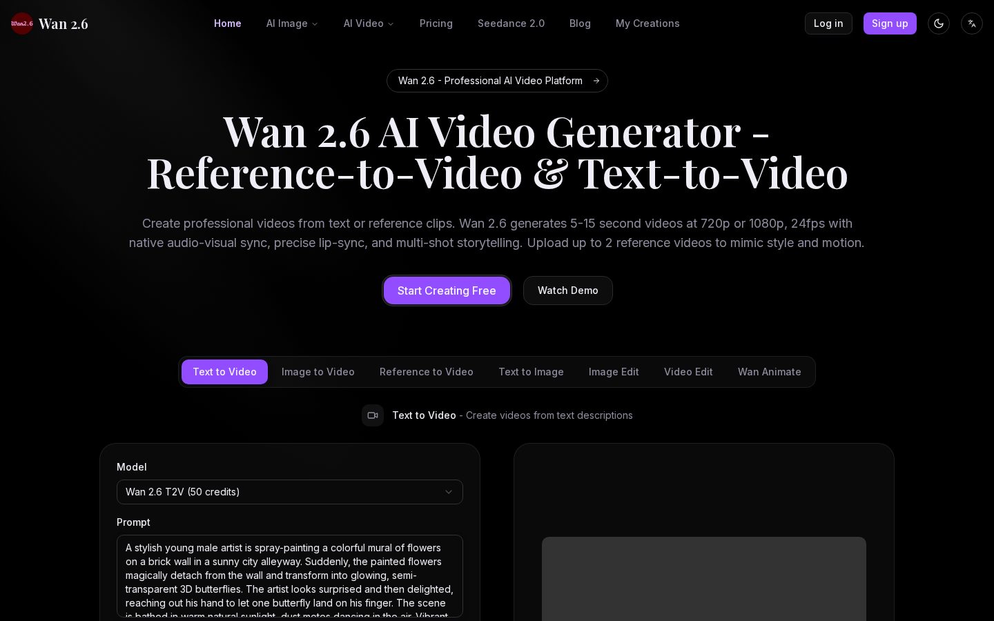 Wan 2.6 Homepage