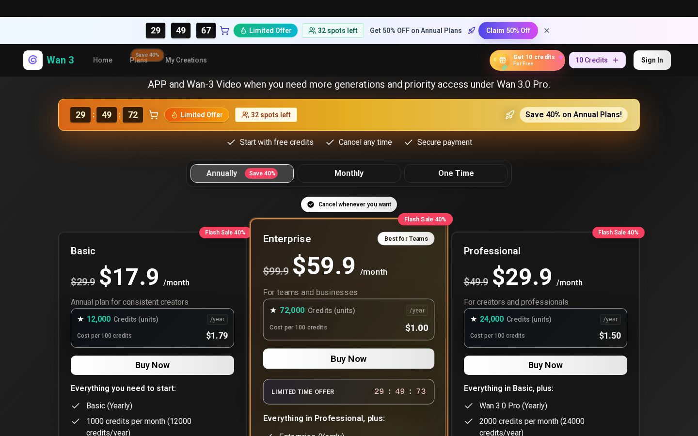 wan 3 Pricing