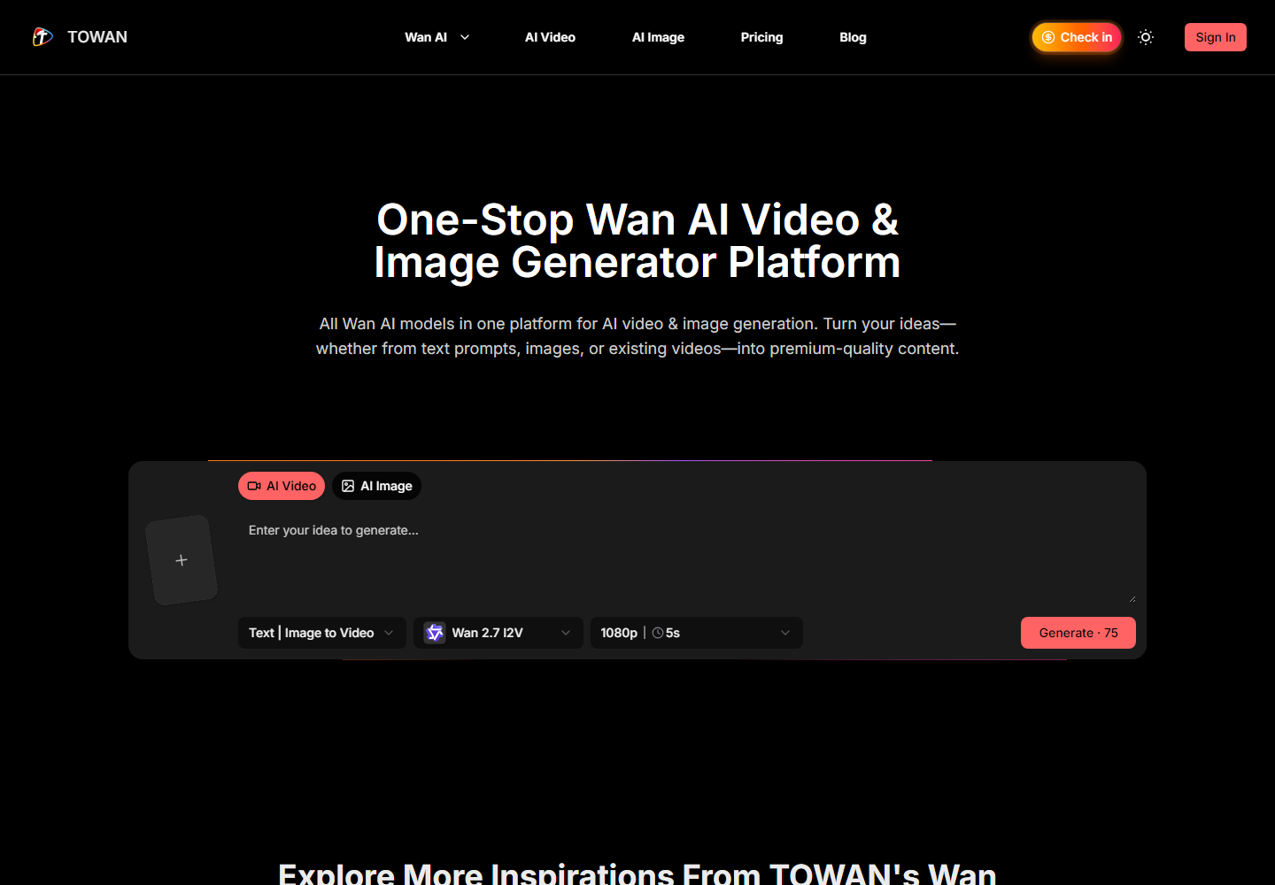 Wan AI homepage