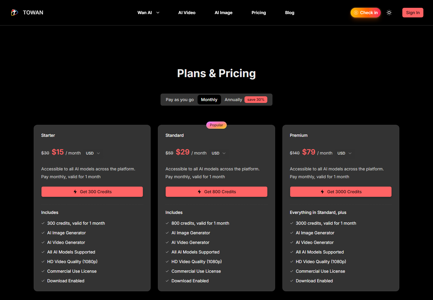 Wan AI pricing