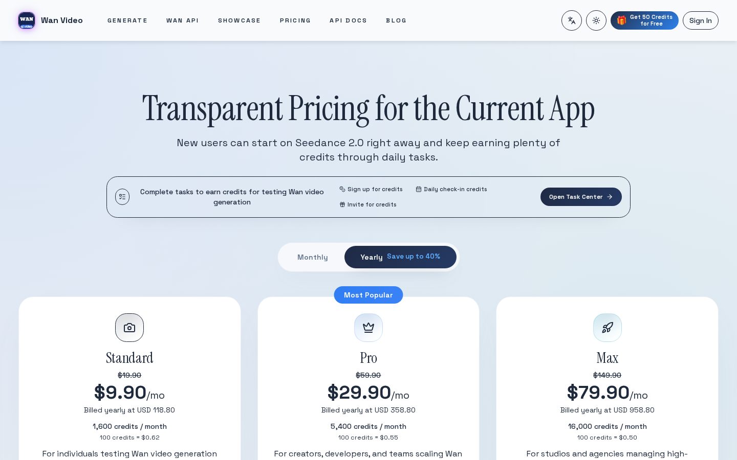 Wan Video Pricing