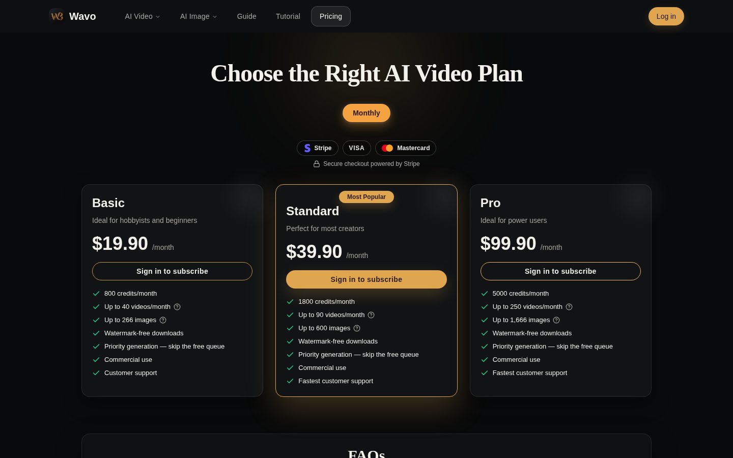 wan3video Pricing