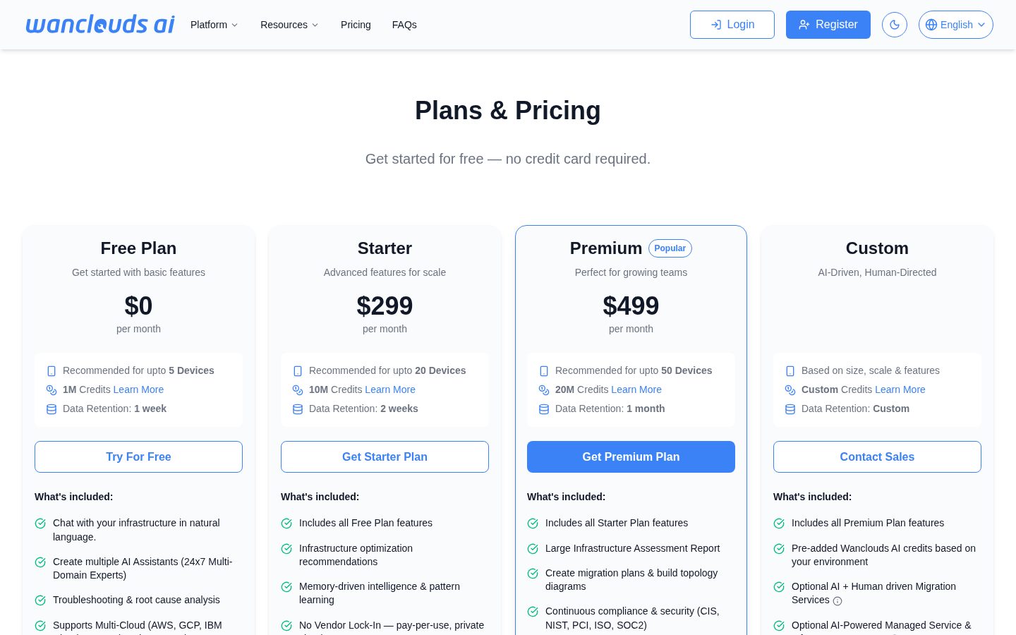 Wanclouds AI Pricing