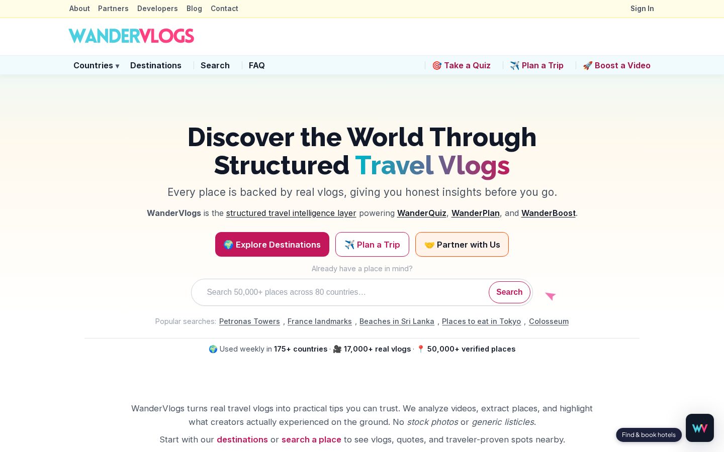 WanderVlogs Homepage