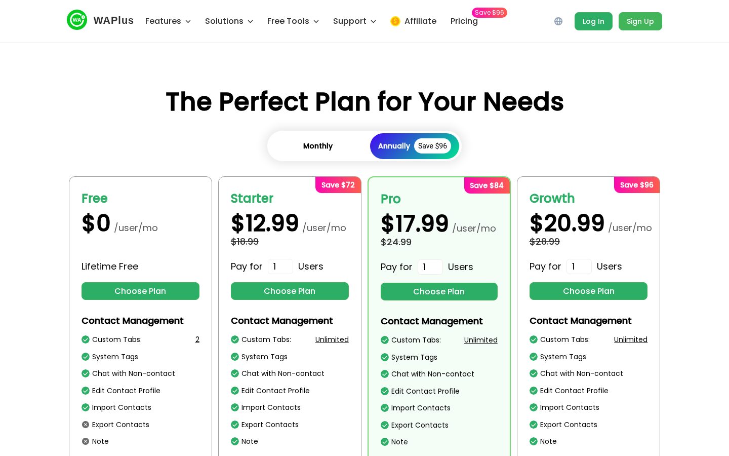 WAPlus-WhatsApp CRM Pricing