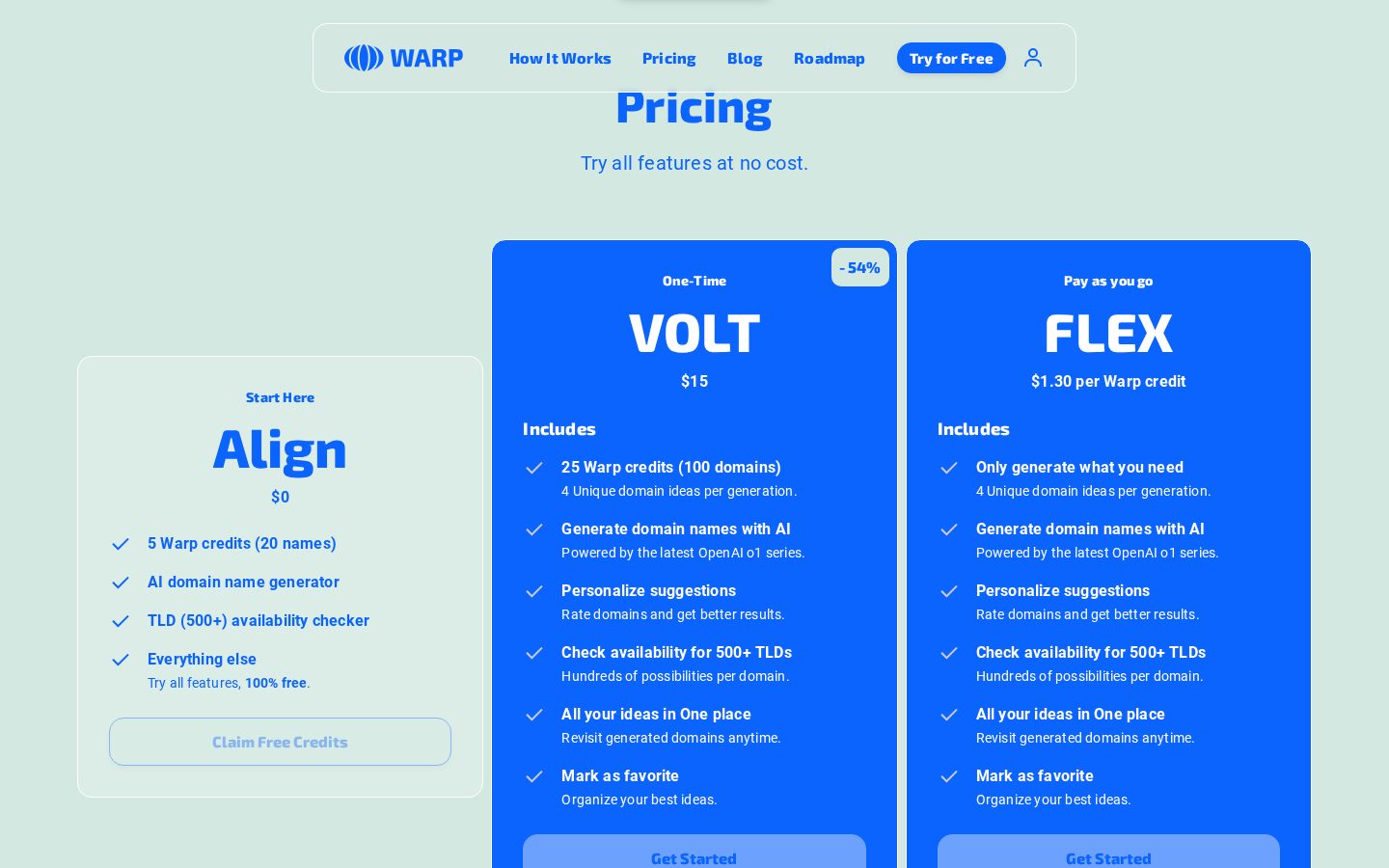 Warp Domains Pricing