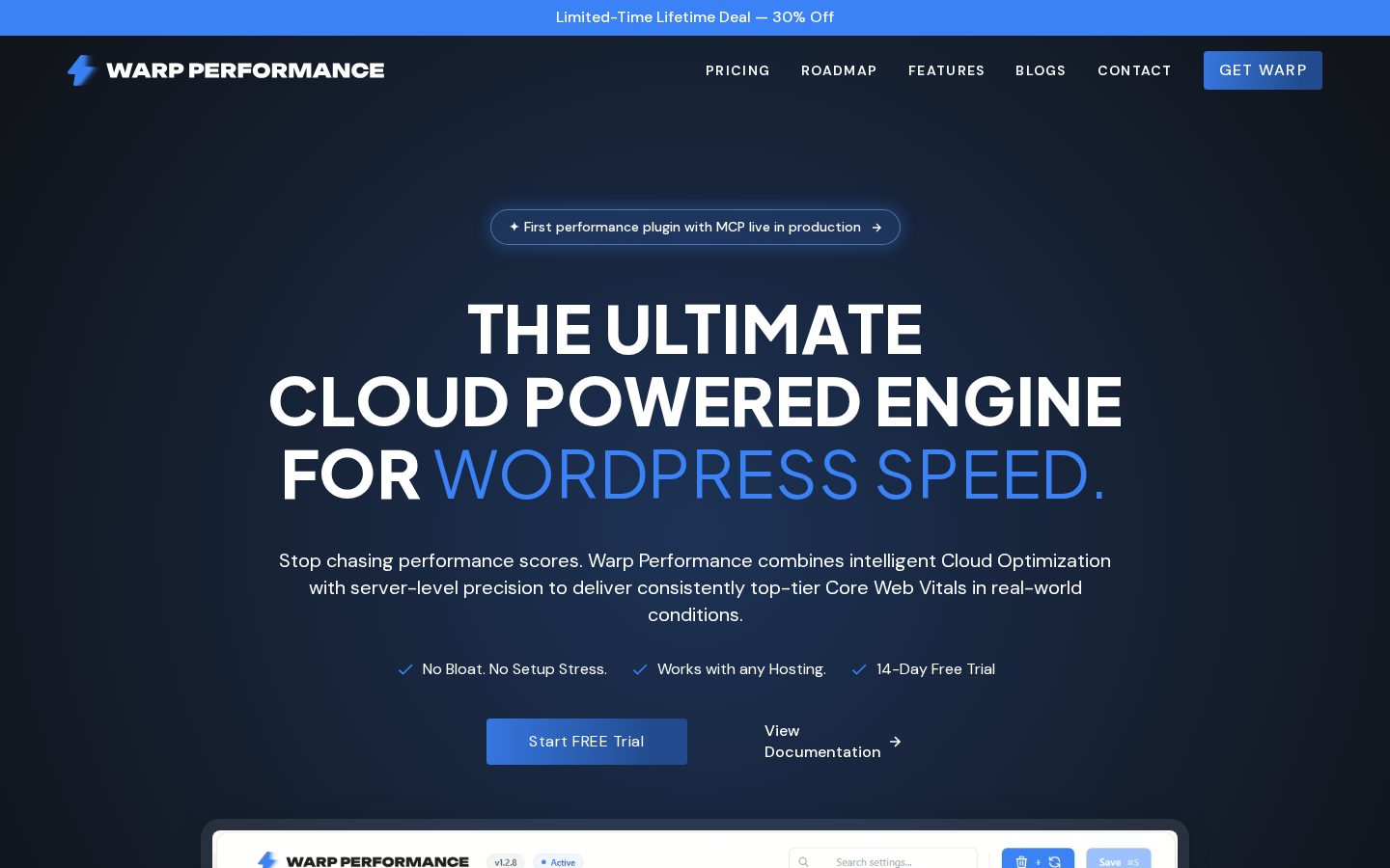 WARP Performance Homepage