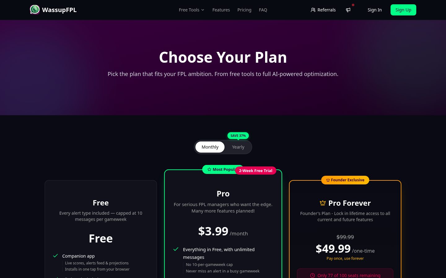 WassupFPL Pricing