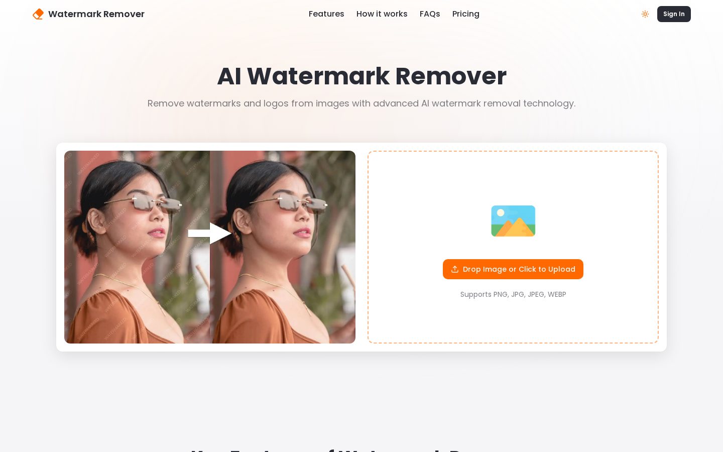 Watermark Remover Homepage