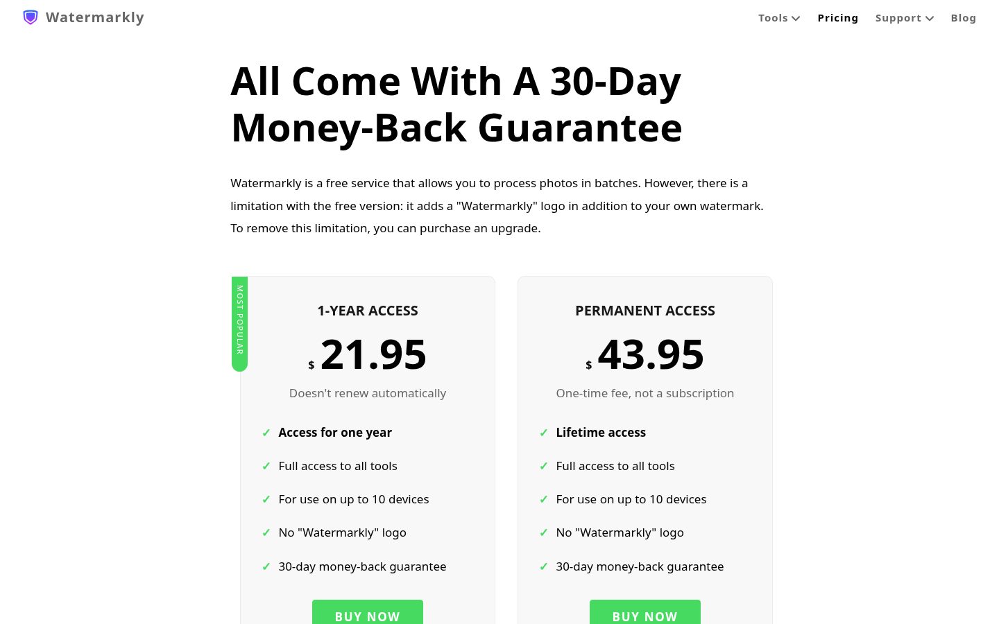 Watermarkly Pricing