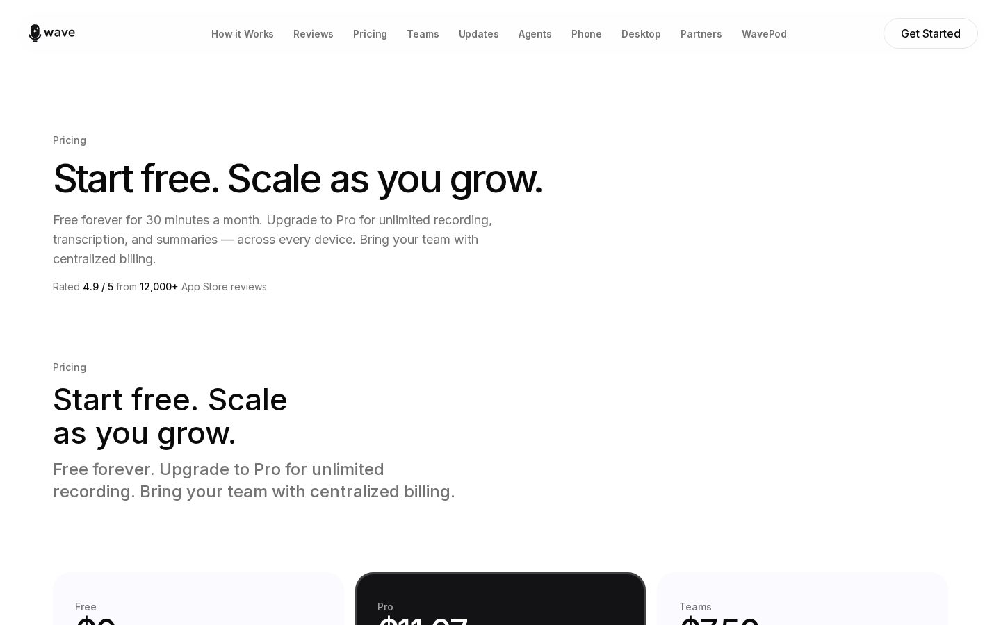 Wave AI Note Taker Pricing