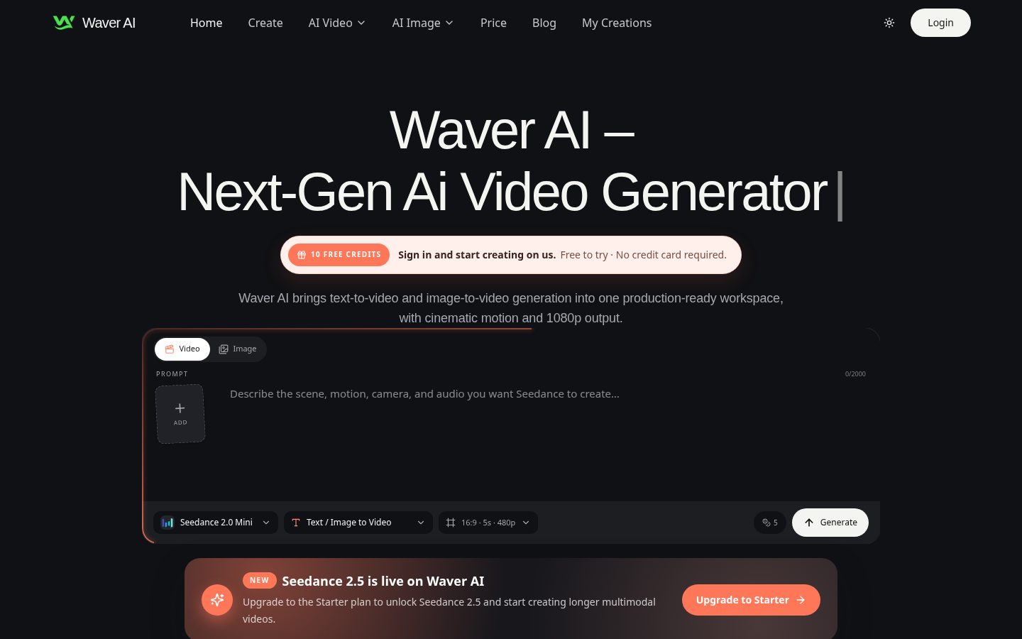 Waver AI Homepage