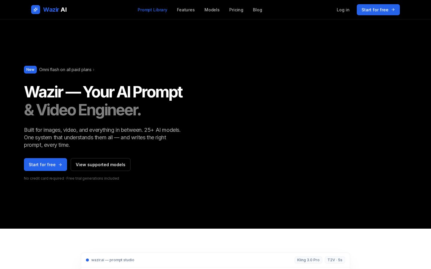 Wazir AI Homepage