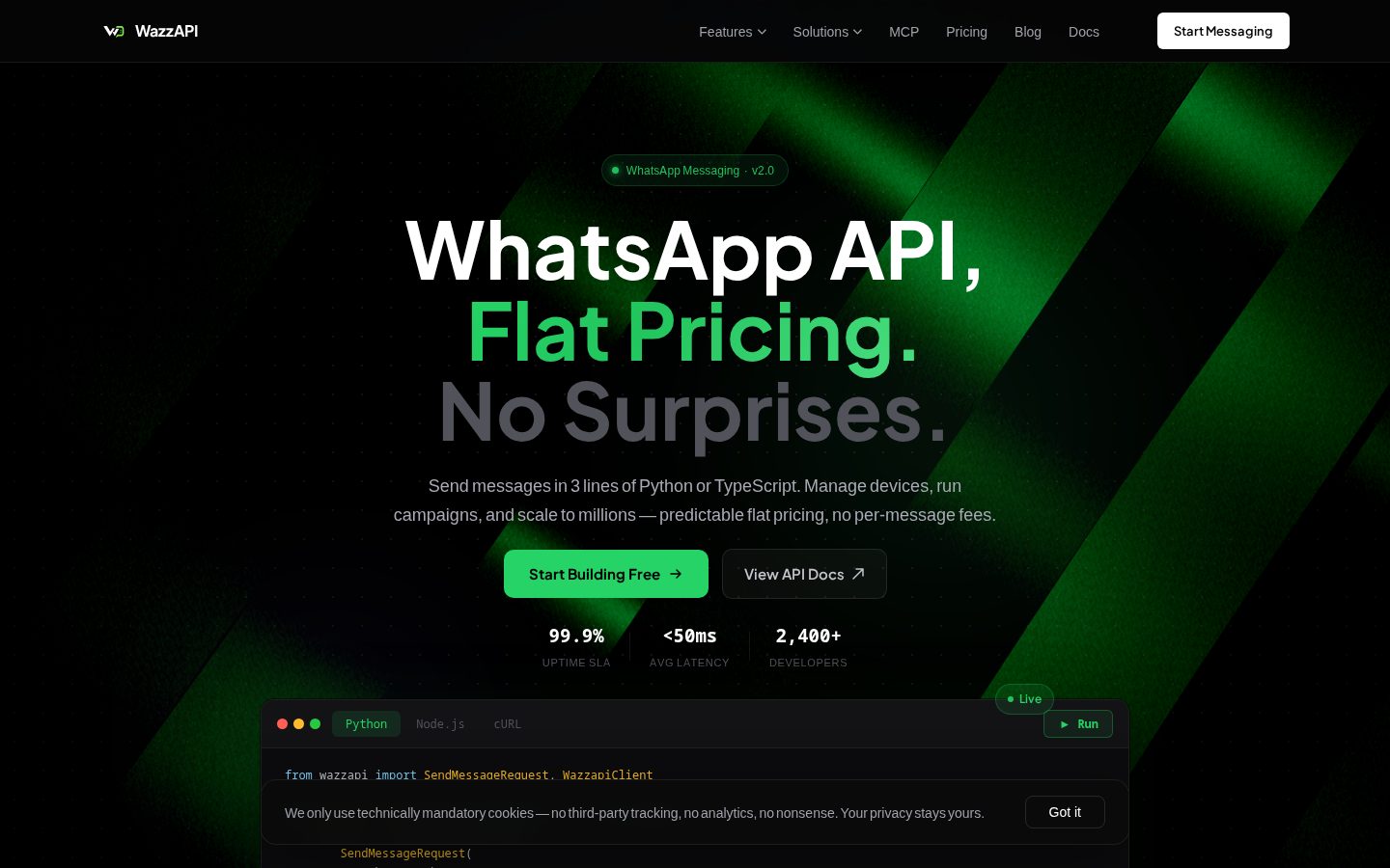 WazzAPI Homepage
