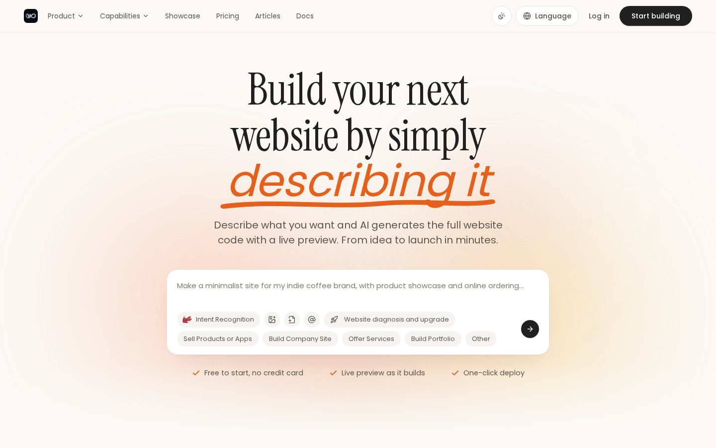 We0 AI Homepage