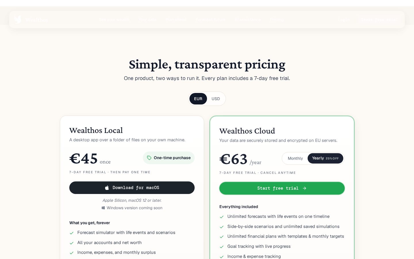 Wealthos Pricing