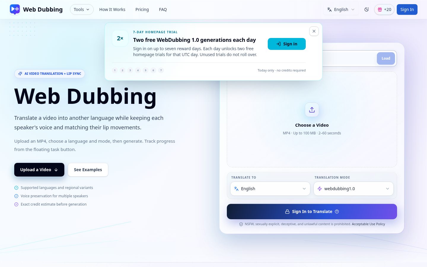 Web Dubbing Homepage