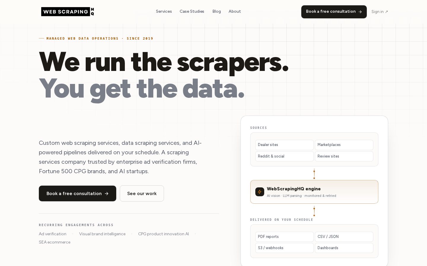 Web Scraping HQ Homepage